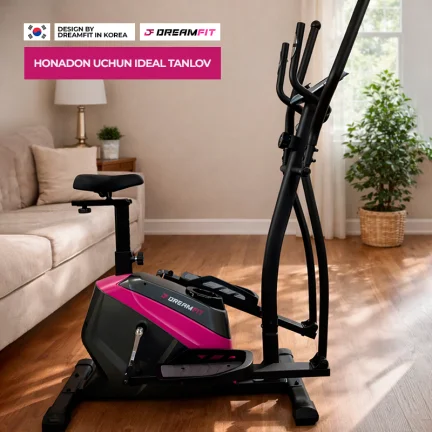 Эллиптический тренажёр DreamFit DF-707E чёрный — орбитрек для дома, кардиотренажёр, 120 кг, 8 уровней нагрузки