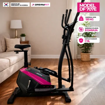 Эллиптический тренажёр DreamFit DF-707E чёрный — орбитрек для дома, кардиотренажёр, 120 кг, 8 уровней нагрузки — купить в DreamFit